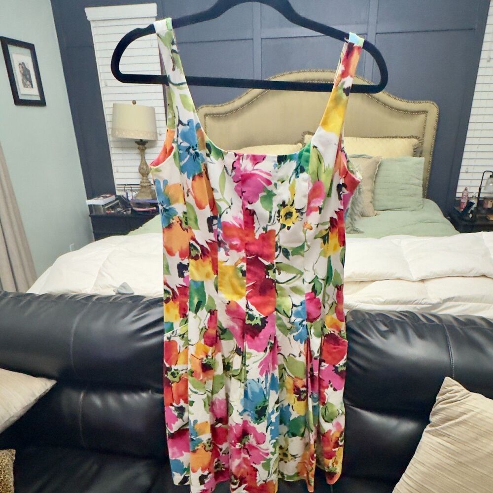 Lauren Ralph Lauren Floral Fit Flare Dress Women’s Size 6 Sleeveless Pockets